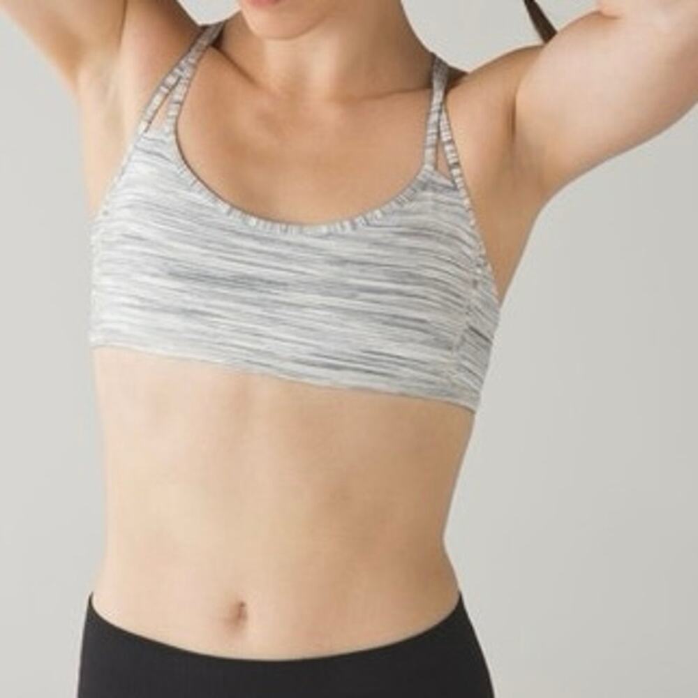 Lululemon Lighten Up Bra Space Dye Camo White Silver Spoon Size 4 - Picture 2 of 8